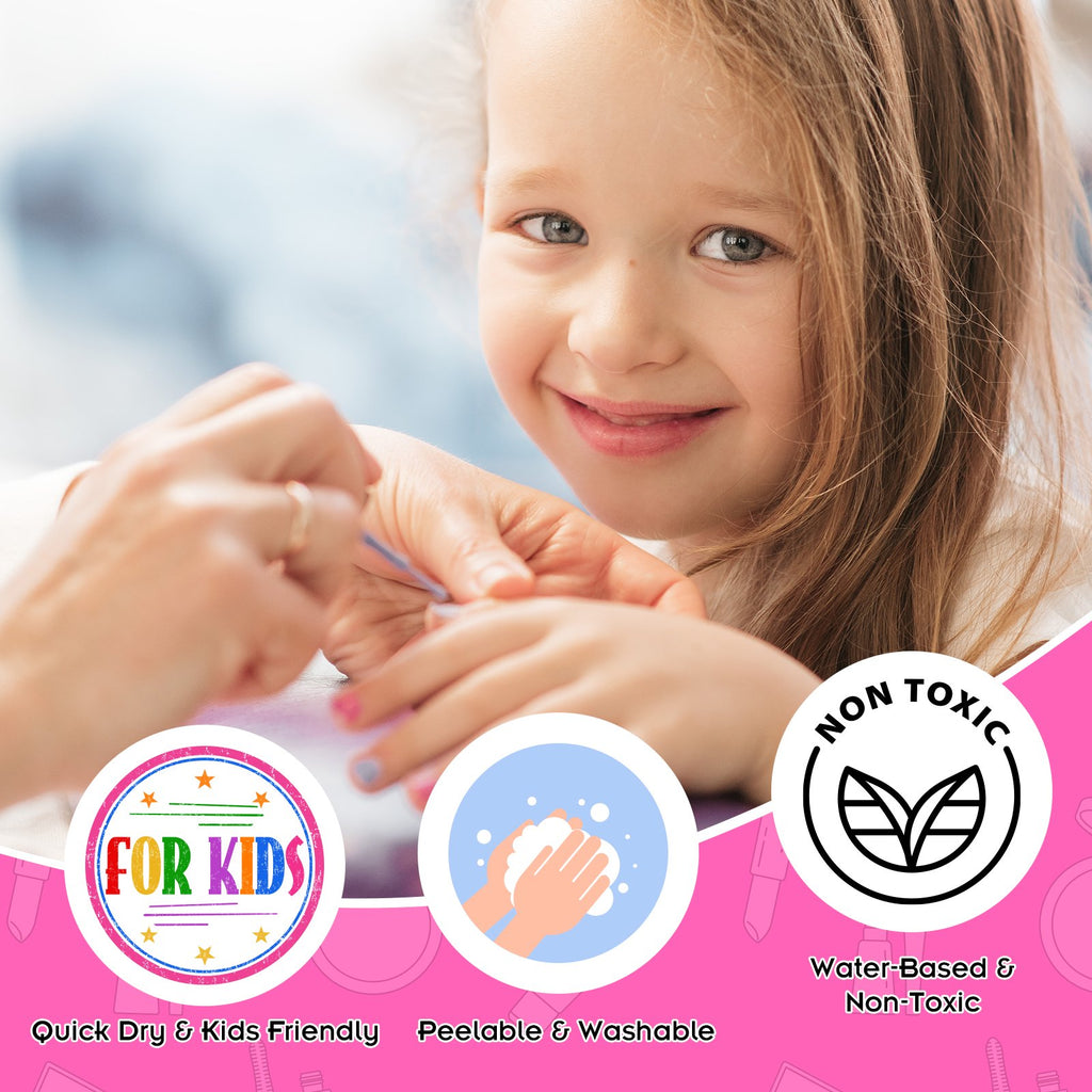BATTOP Kids Nail Polish Kit for Girls Ages 6-12, Nail Art Set with Nail Dryer, Peel-Off Polish & Organizer