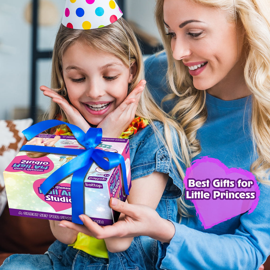 BATTOP Kids Nail Polish Kit for Girls Ages 6-12, Nail Art Set with Nail Dryer, Peel-Off Polish & Organizer